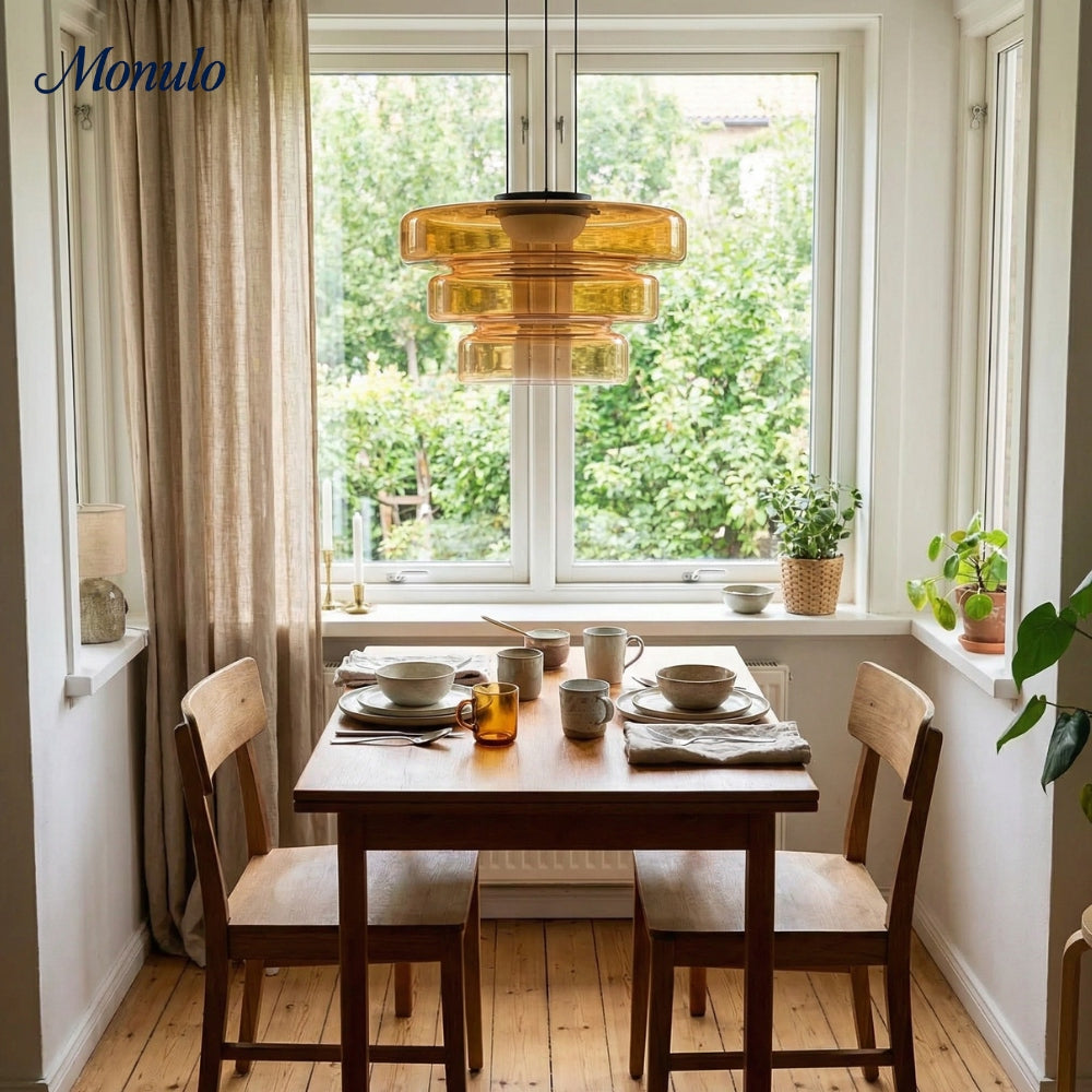 Lámpara colgante de vidrio con forma de disco apilado Verdoma Iluminación nórdica contemporánea para cocinas