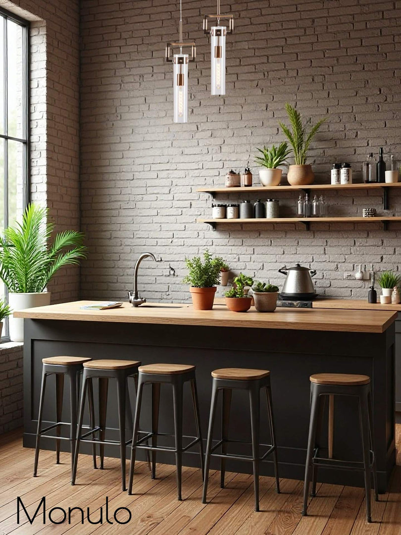 Industrielle klassische Filament-Glas-Globus-Inselpendelleuchte für Küche, Esstisch