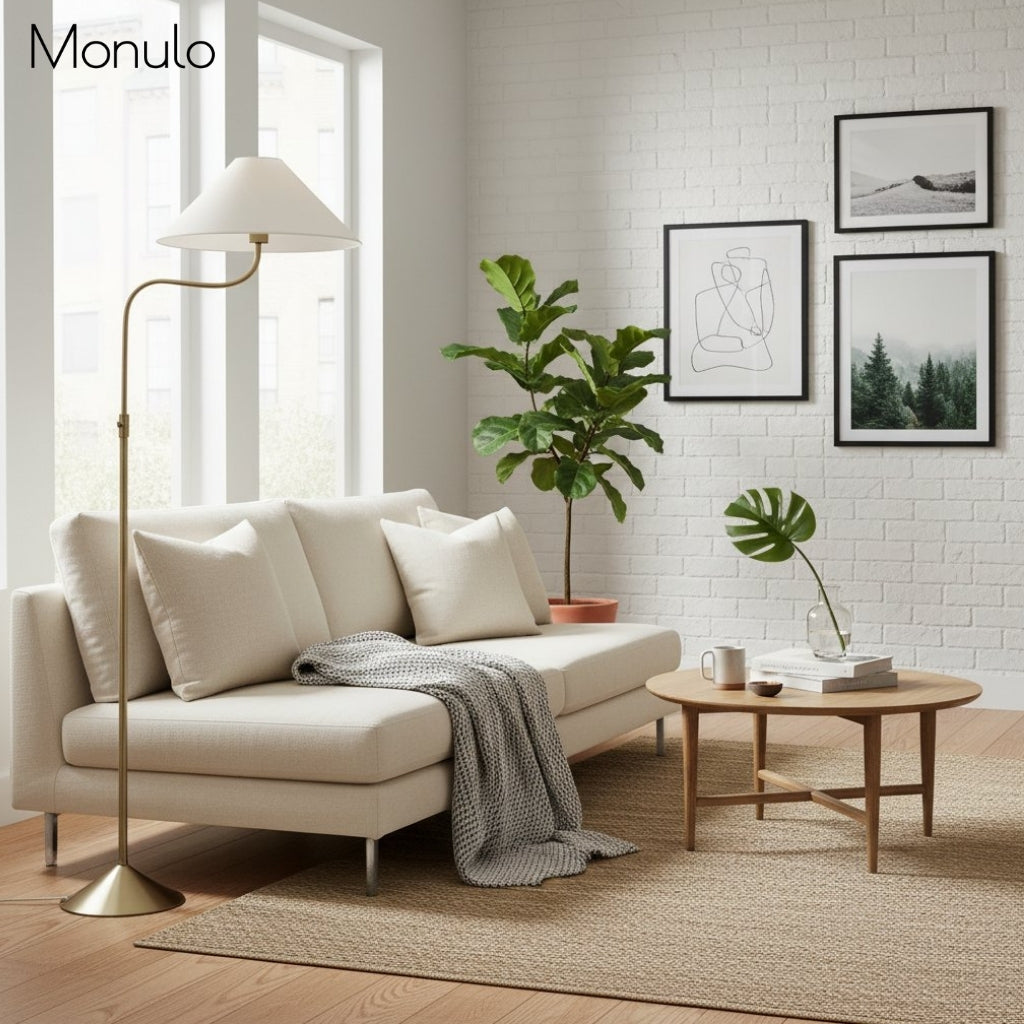 Fibura Elegant Floor Lamp – Modern Linen Shade Floor Lamp for Living Room and Lounge