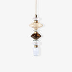 Charger l&#39;image dans la visionneuse de galerie, Suspension contemporaine - Fer, métal, verre, or, marron, résistante à l&#39;humidité
