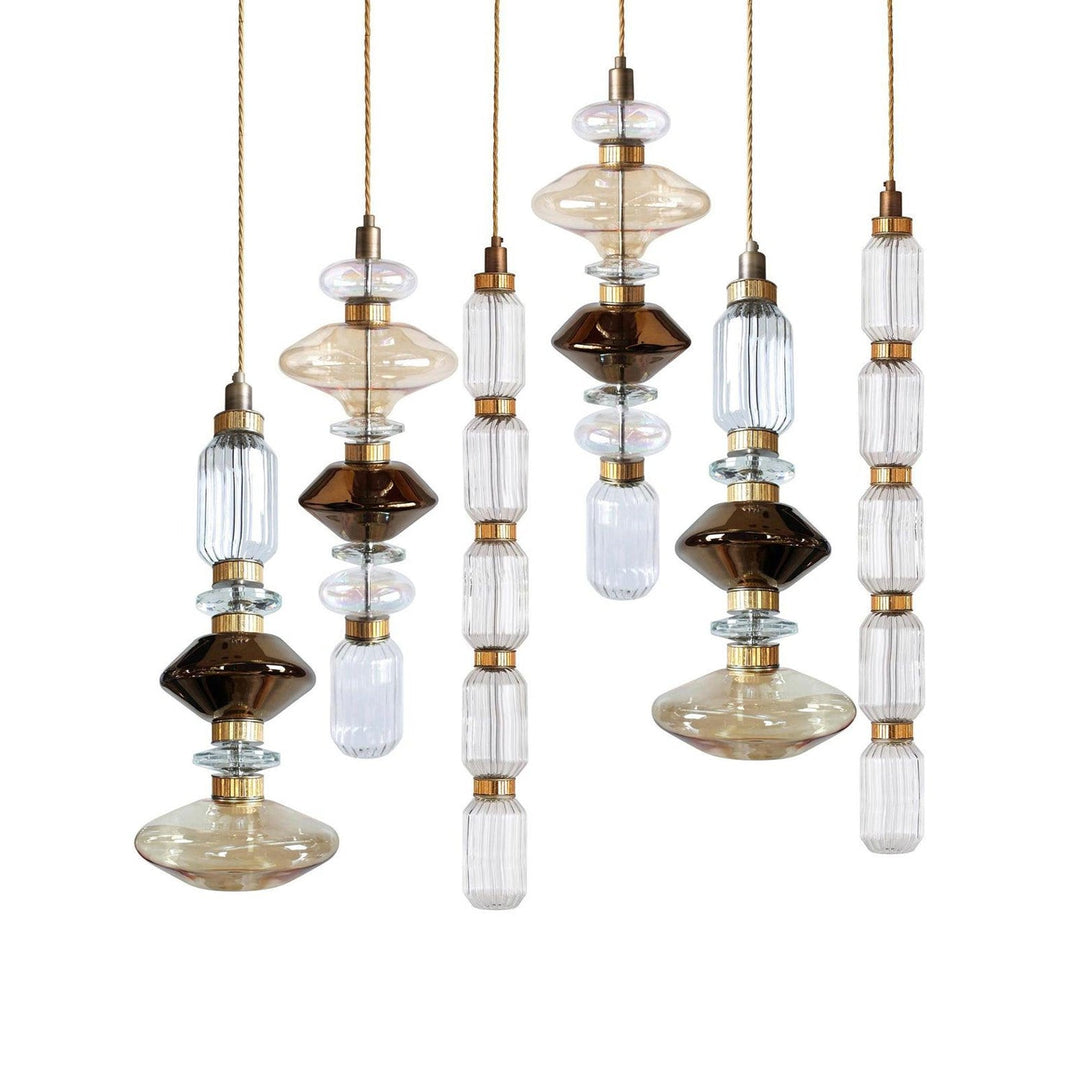 Suspension contemporaine - Fer, métal, verre, or, marron, résistante à l'humidité