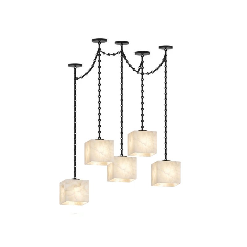 Frosted Alabaster Multi-Light Hardwired Chandelier