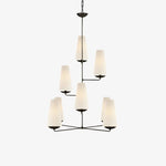 Charger l'image dans la visionneuse de galerie, Lustre vertical à plusieurs têtes en étages Rowan - Métal moderne et tissu pour salons et halls d'entrée