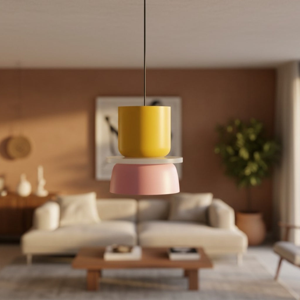 Acrybowlia Skulpturale Acryl-Hängeleuchte mit Bunter Geschichteter Schalenform für Inselbeleuchtung N35