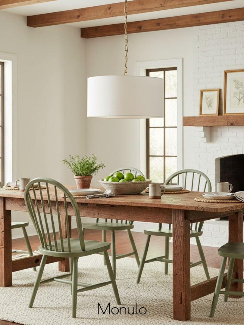 Suspension tambour en lin Dumora – Abat-jour tambour blanc moderne pour salle à manger