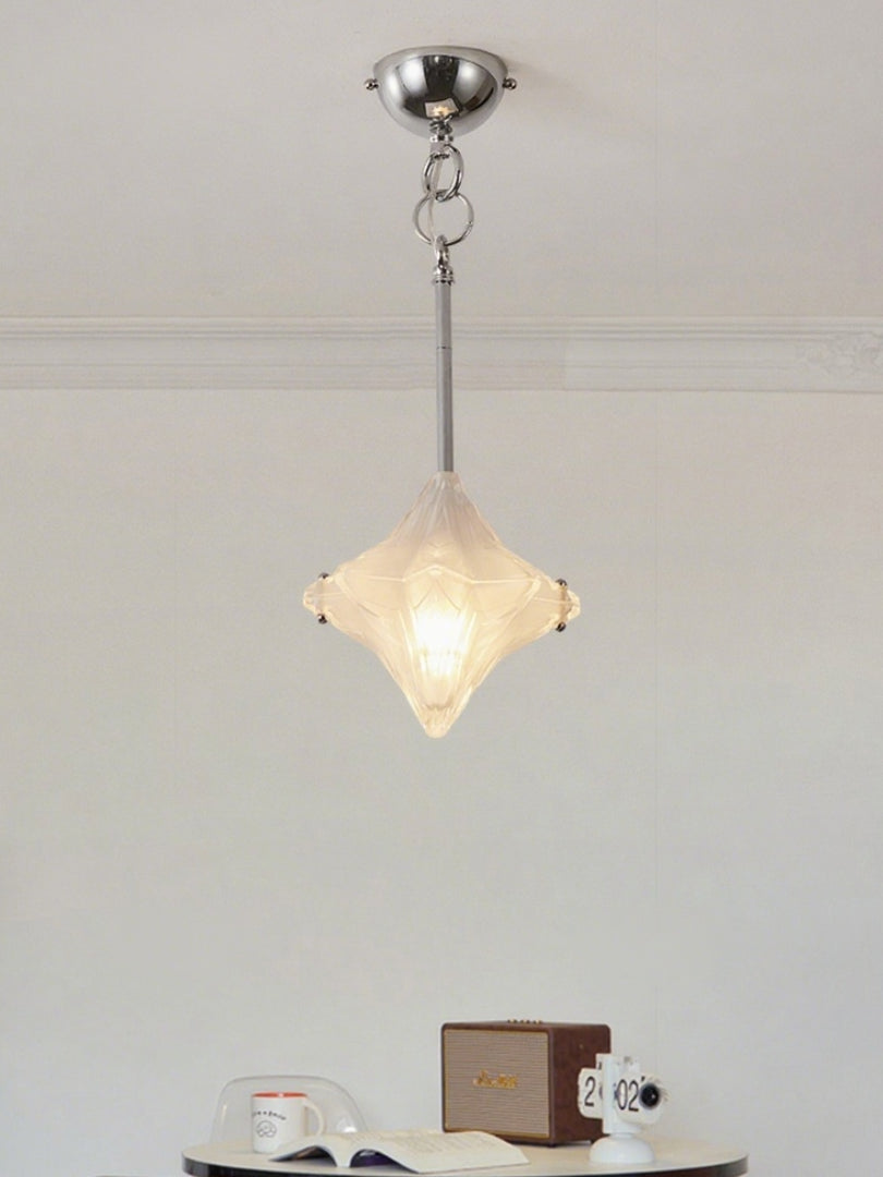 Lámpara colgante Art Déco Star de cristal esmerilado con estilo geométrico - Astris Elara 