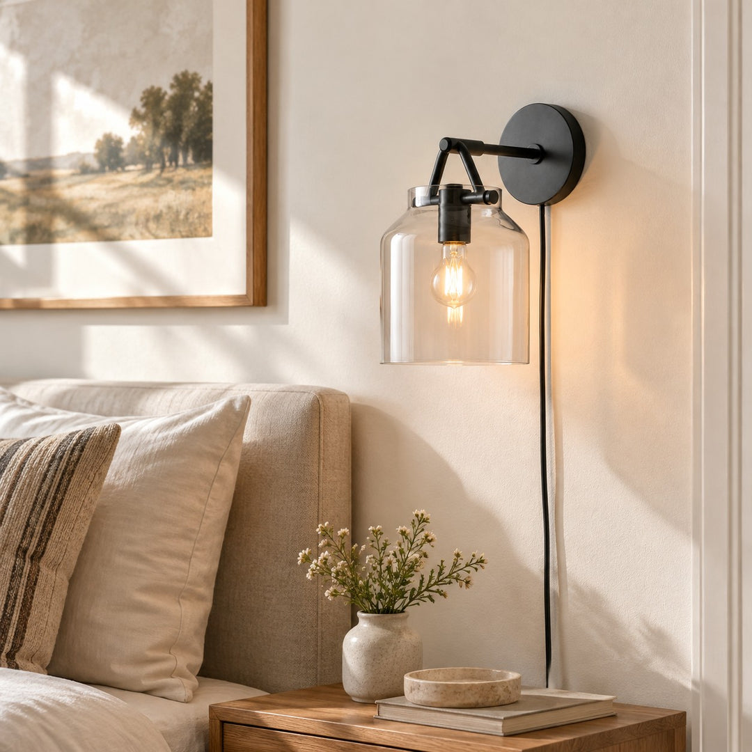 Hanton Modern Minimalist Nordic Plug-In Wall Sconce for Bathroom and Hallway