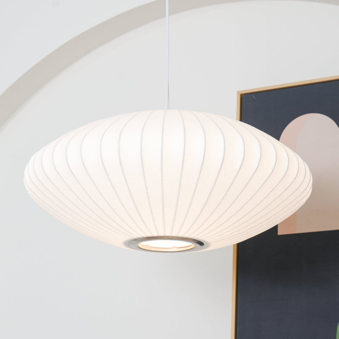 White Geometric Wire Swag Pendant Light