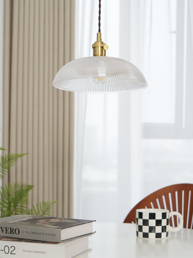 Polished Brass Domed Glass Plug-In Pendant