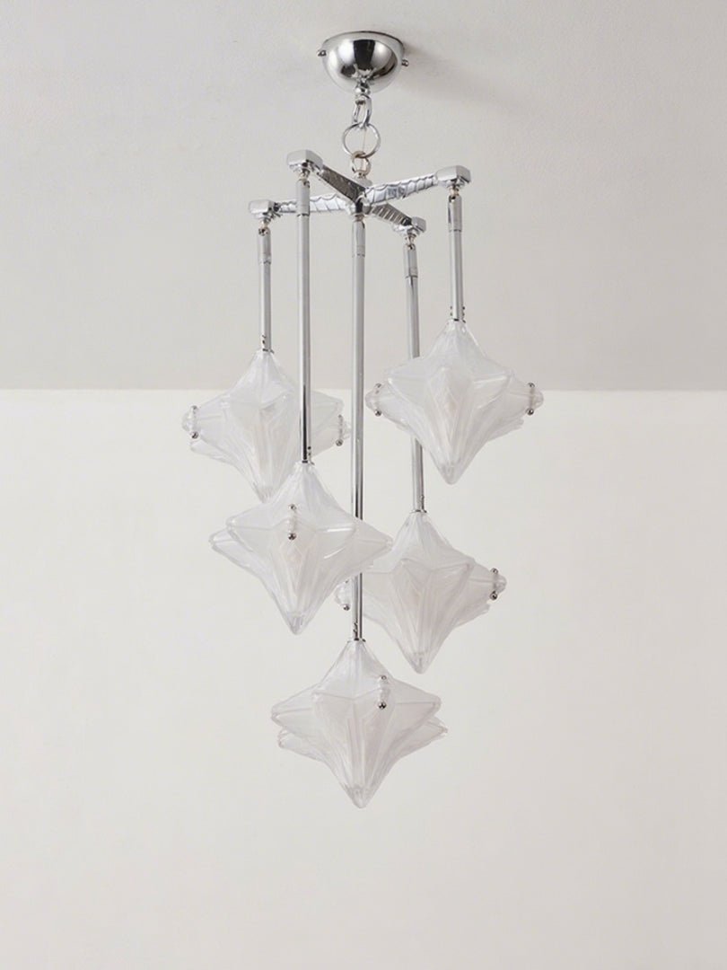 Lustre Art Déco Étoile – Luminaire déco en verre dépoli pour salle à manger – Astris Vega 