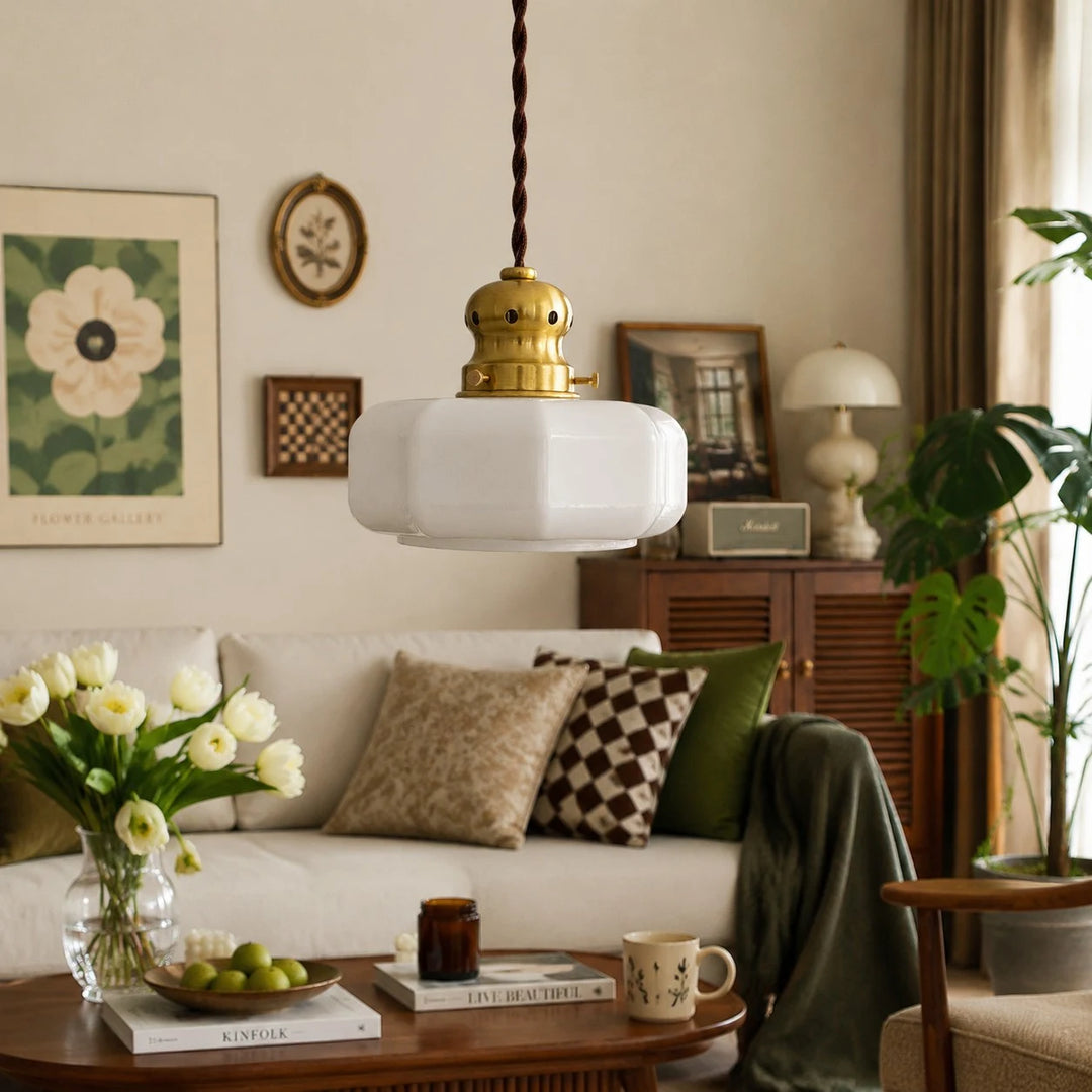 Vintage pendant lamp styled in a living room