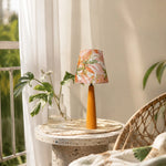 Load image into Gallery viewer, Liberty Fabric Floral Ceramic Table Lamp with Orange Handmade Base