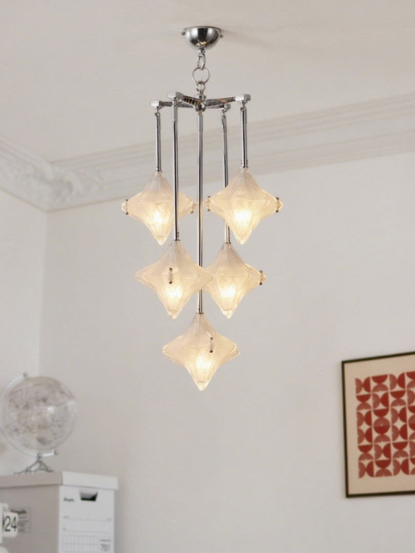 Lustre Art Déco Étoile – Luminaire déco en verre dépoli pour salle à manger – Astris Vega 