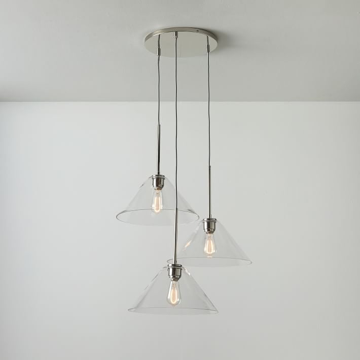 Lustre conique à 3 lumières Conica - Suspension sculpturale en verre de style moderne