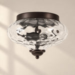 Charger l'image dans la visionneuse de galerie, Modern Farmhouse 2-Light Hammered Water Glass Flush Mount Ceiling Light