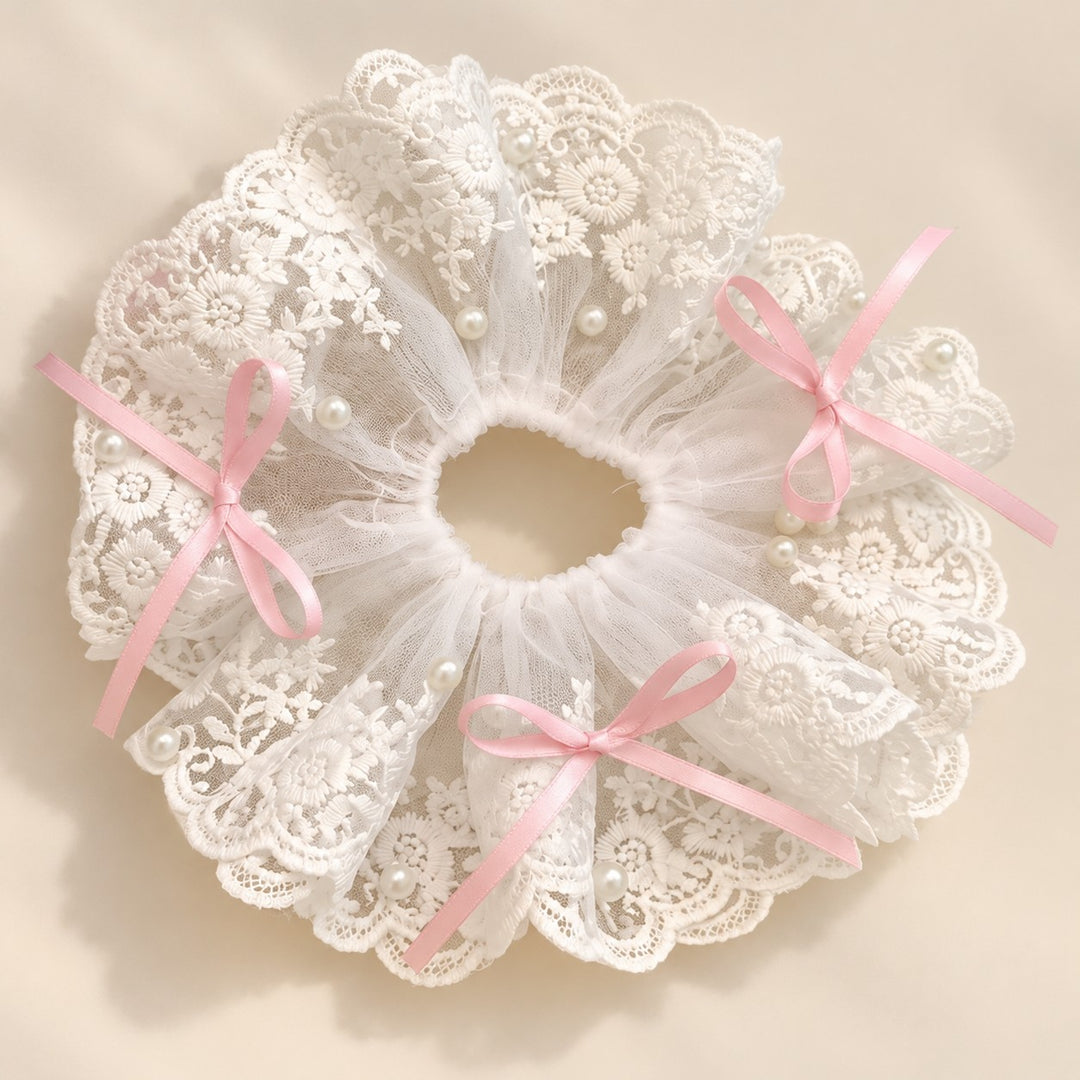 Vintage Lace Lamp Shade Covers with Bows, Pearls & Floral Details