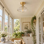 Bild in Gallery-Viewer laden, Vintage Brass Puff-Skirt Glass Ceiling Light
