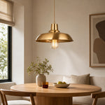 Charger l'image dans la visionneuse de galerie, Brass pendant light in a dining nook