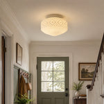 Cargar imagen en el visor de la Galería, Warm glass flush mount ceiling light in an entryway