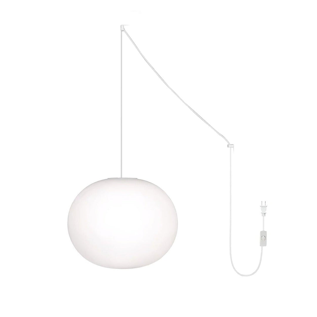 Frosted White Oval Plug-In Pendant Light