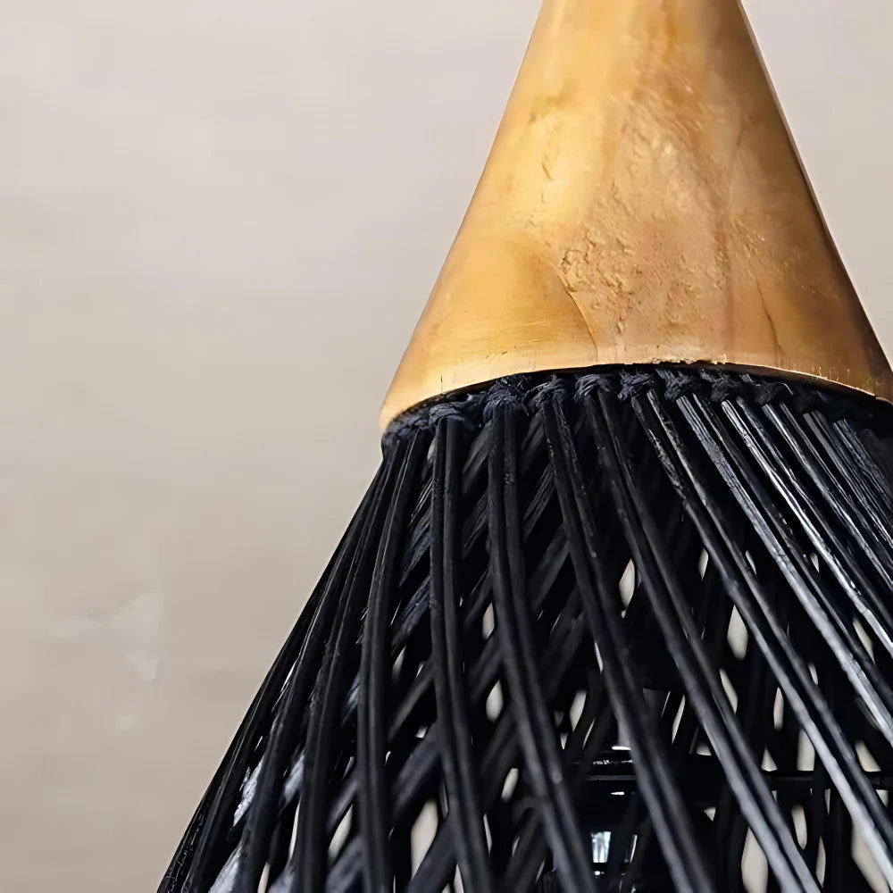 Handgefertigte Rattan Wandteppich-Pendelleuchte