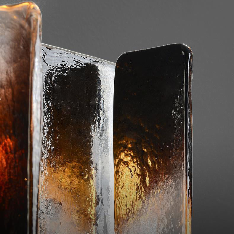 Lámpara de pared moderna de lujo rectangular de cobre y vidrio de una luz para sala de estar