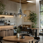 Cargar imagen en el visor de la Galería, Glass metal cage pendant lamp over dining area