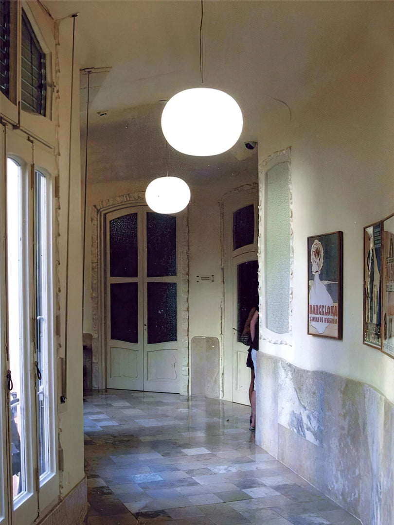 Frosted White Oval Plug-In Pendant Light