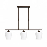 Load image into Gallery viewer, Strellux Coffee Brown linear chandelier with three white opal glass shades