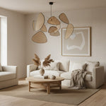 Cargar imagen en el visor de la Galería, Lámpara colgante de ratán tejido moderno Rivana – Lámpara colgante de metal y bambú para cocinas y salones N41