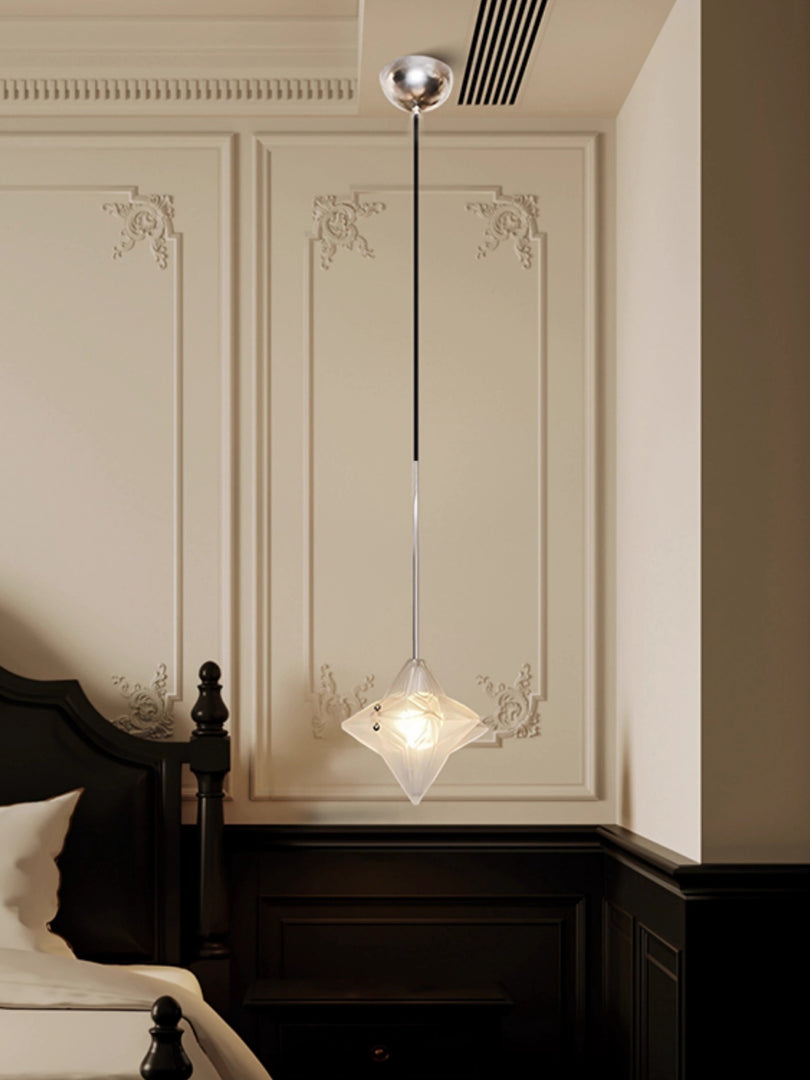 Lámpara colgante Art Déco Star de cristal esmerilado con estilo geométrico - Astris Elara 