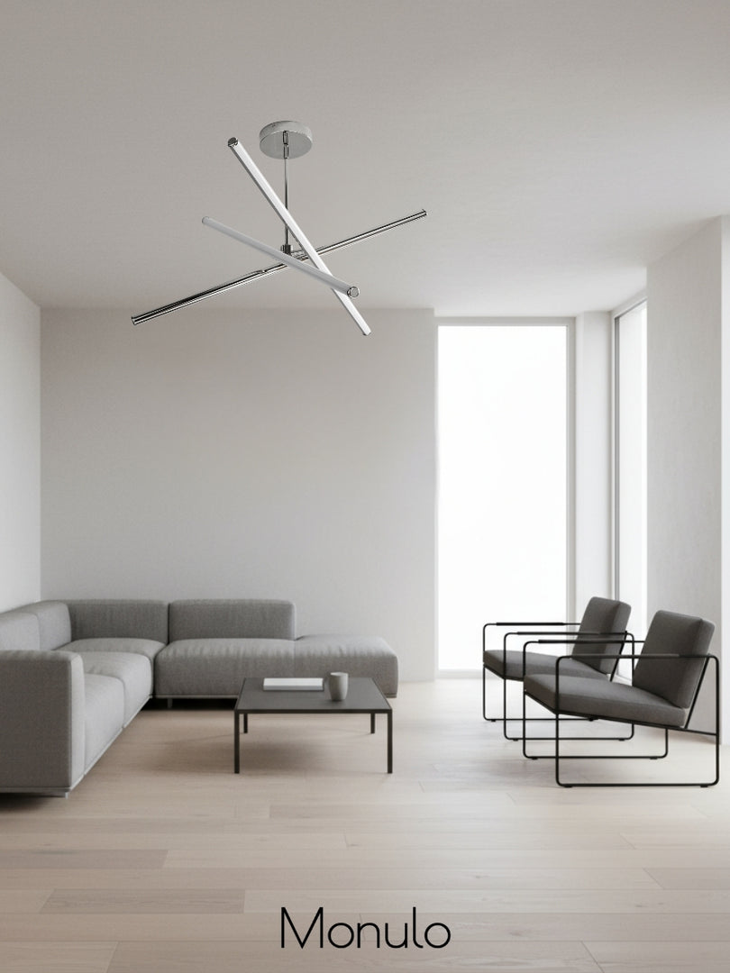 Voro Led Rod Chandelier - Linear Sputnik Modern Minimalist Lighting