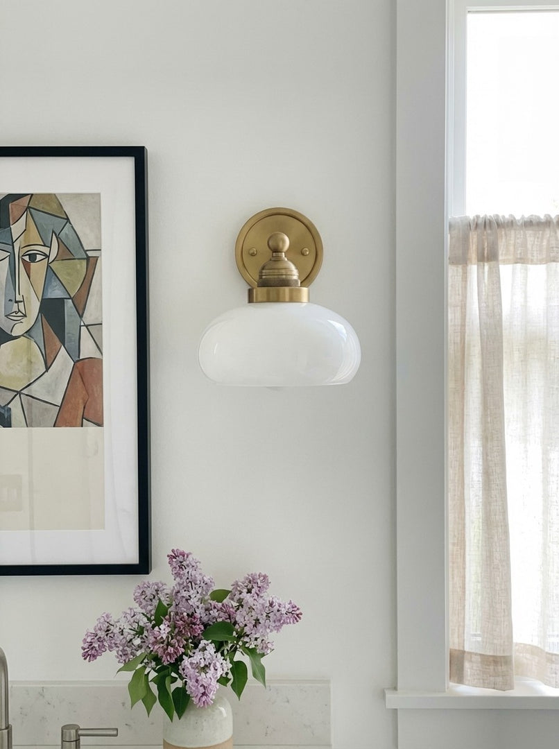 Riven Milk Glass Wall Lamp Vintage Industrial Style - Bedroom Bathroom Lighting