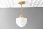 Cargar imagen en el visor de la Galería, Geotower Glass Skyscraper Shade Art Deco Pendant Light – Modern Industrial Ceiling Lamp for Living Room
