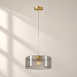 Charger l'image dans la visionneuse de galerie, Smoke gray ribbed glass shade