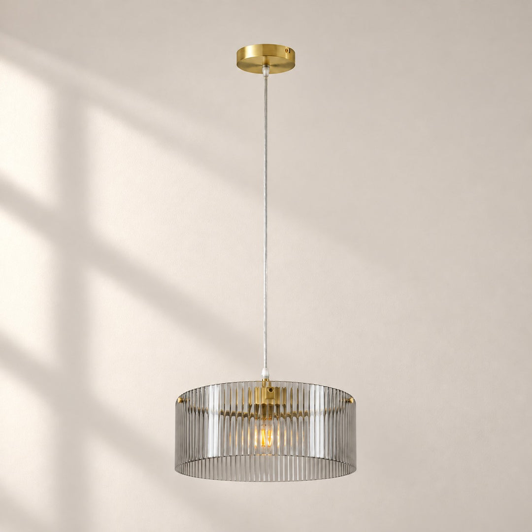 Smoke gray ribbed glass shade