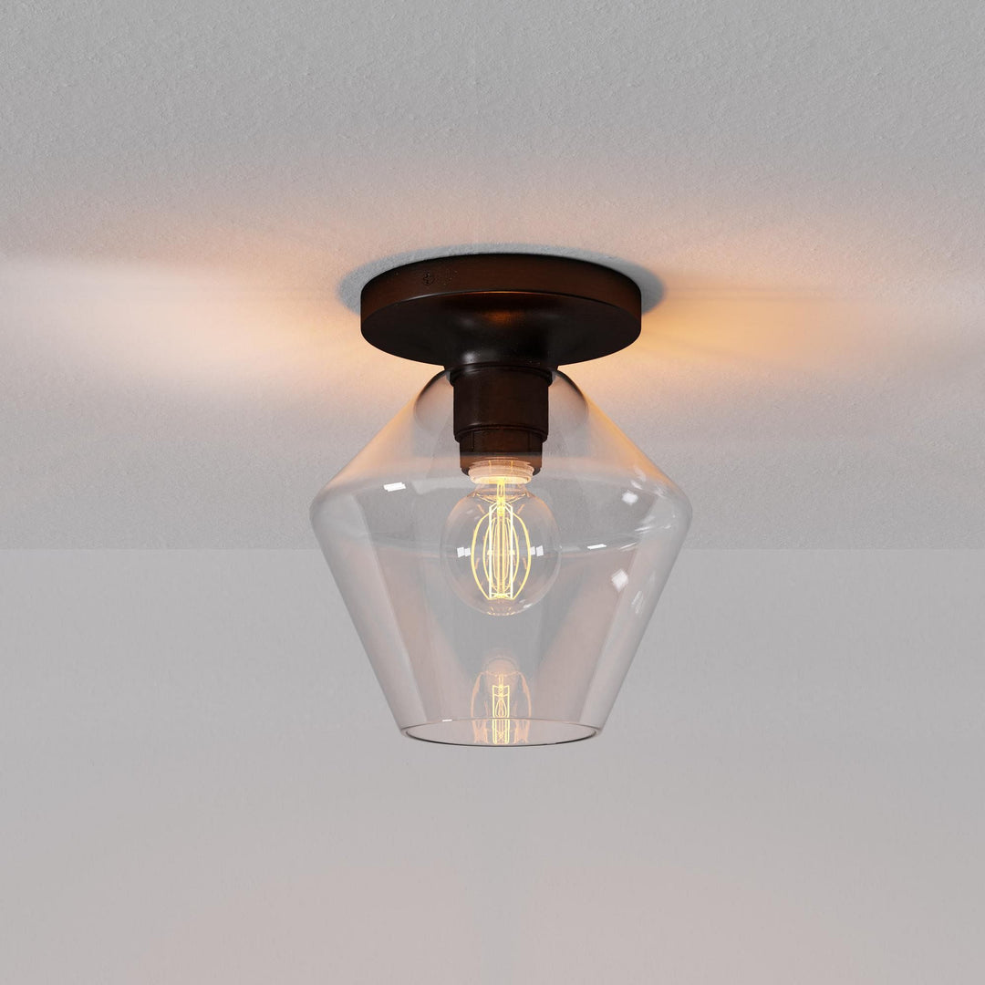 Merin Minimalist Sleek Geometric Glass Flushmount Light