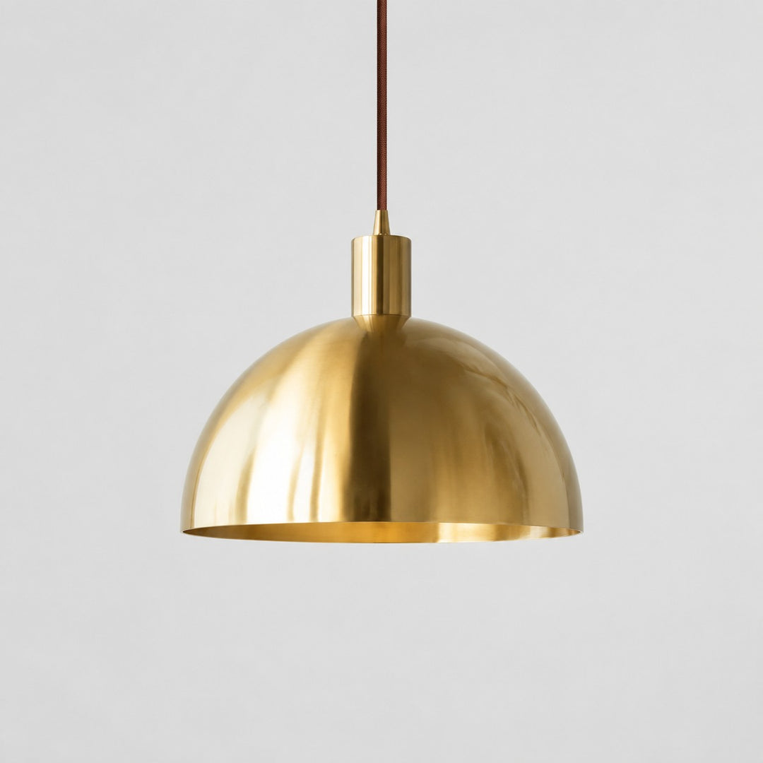 Bright brass half dome pendant 30 cm