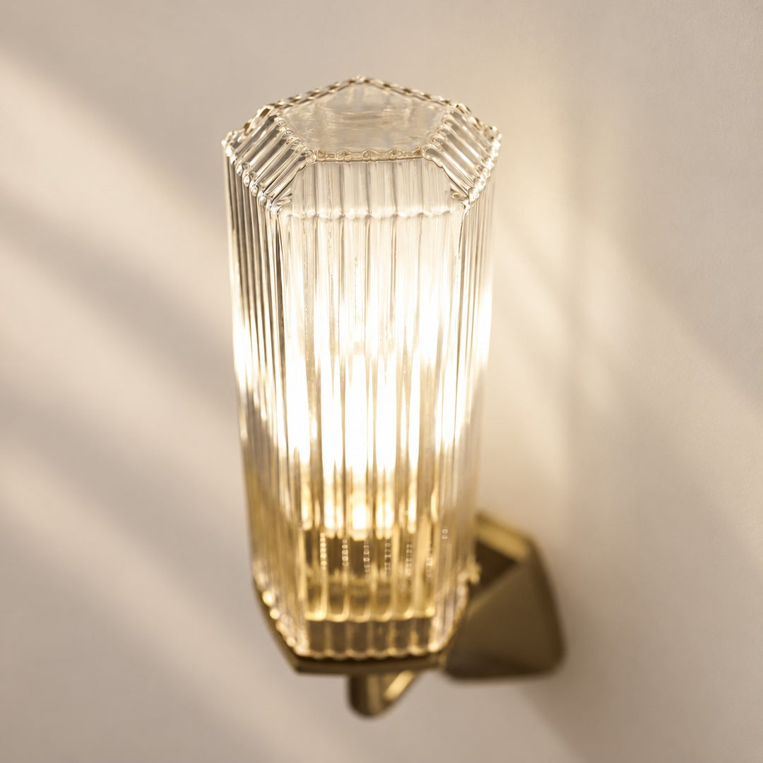 Ridged Shade Armed Cup Metal Plate Wall Light