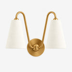 Cargar imagen en el visor de la Galería, White linen double-cone wall sconce
