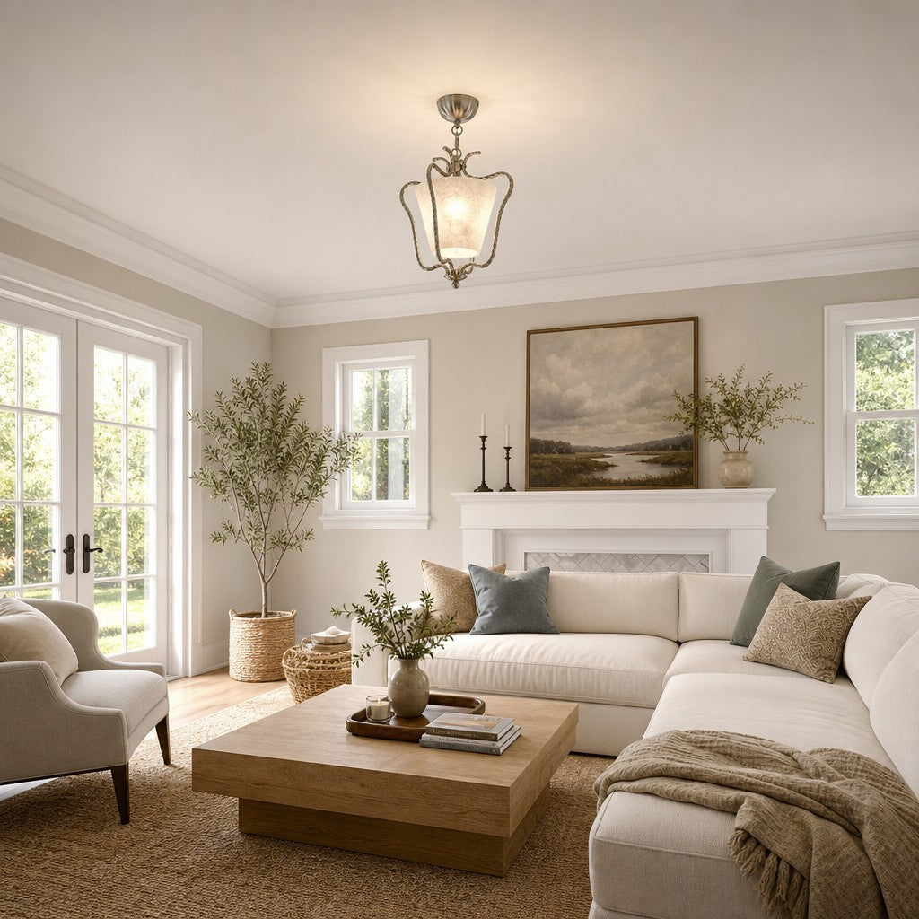 Plafonnier tambour en coquille Capiz milieu du siècle – Pour décoration de balcon et couloir