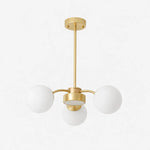 Bild in Gallery-Viewer laden, Modern milk glass chandelier with 3 lights in Gold