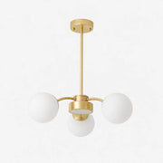 Modern milk glass chandelier with 3 lights in Gold