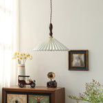 Load image into Gallery viewer, White Fabric Walnut Brass Plug-In Pendant