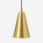 Load image into Gallery viewer, Tapered natural brass mini pendant light on a white background