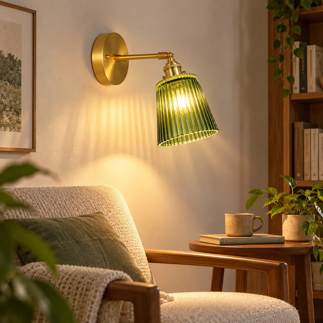 Nordic Brass Colored Glass Wall Lamp
