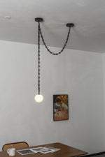 Load image into Gallery viewer, Black Metal Alabaster Globe Hardwired Chandelier