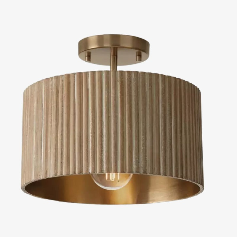 Flutera Fluted Drum Ceiling Light – Farmhouse Textured Flush Mount  Lighting for Living and Bedroom