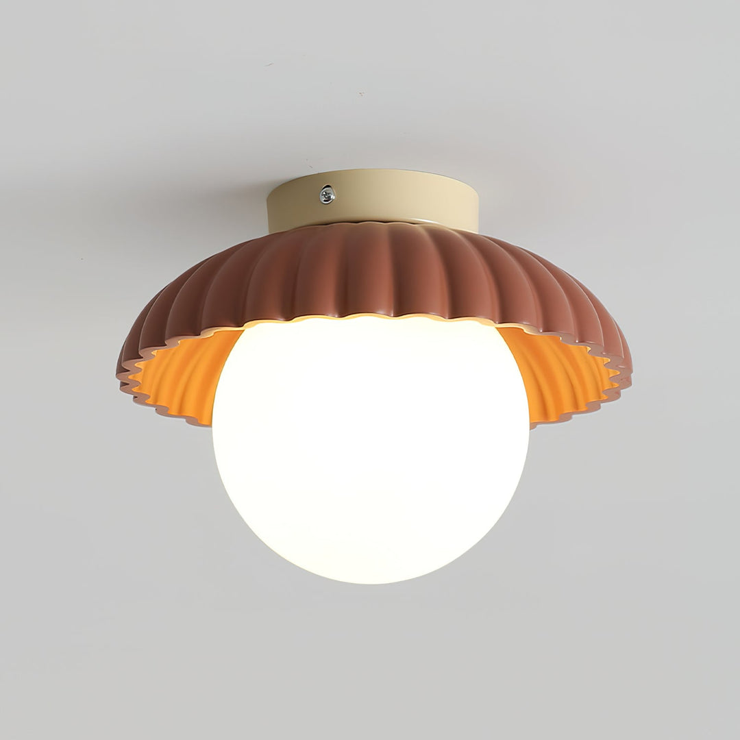 Plafonnier élégant de style Alien Cream en métal beige et verre