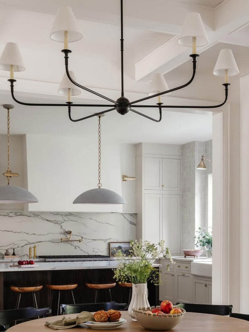 Sleek Chandelier Featuring Layered Linear Silhouette